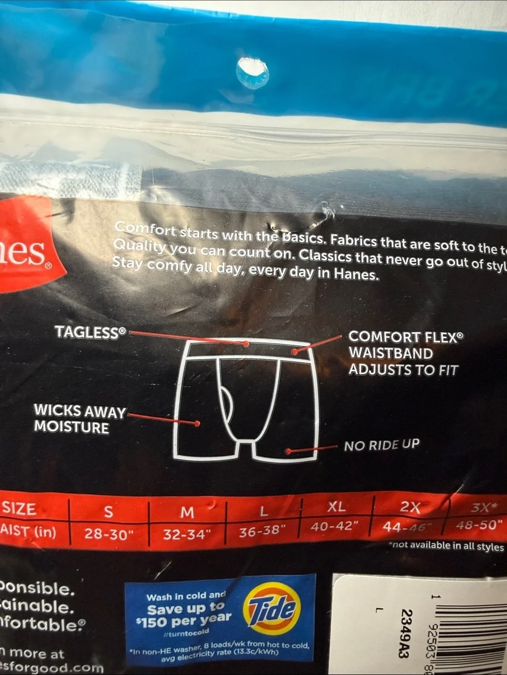 Hanes Men's 3-Pack Boxer Briefs Size Large Black Gray SOFT